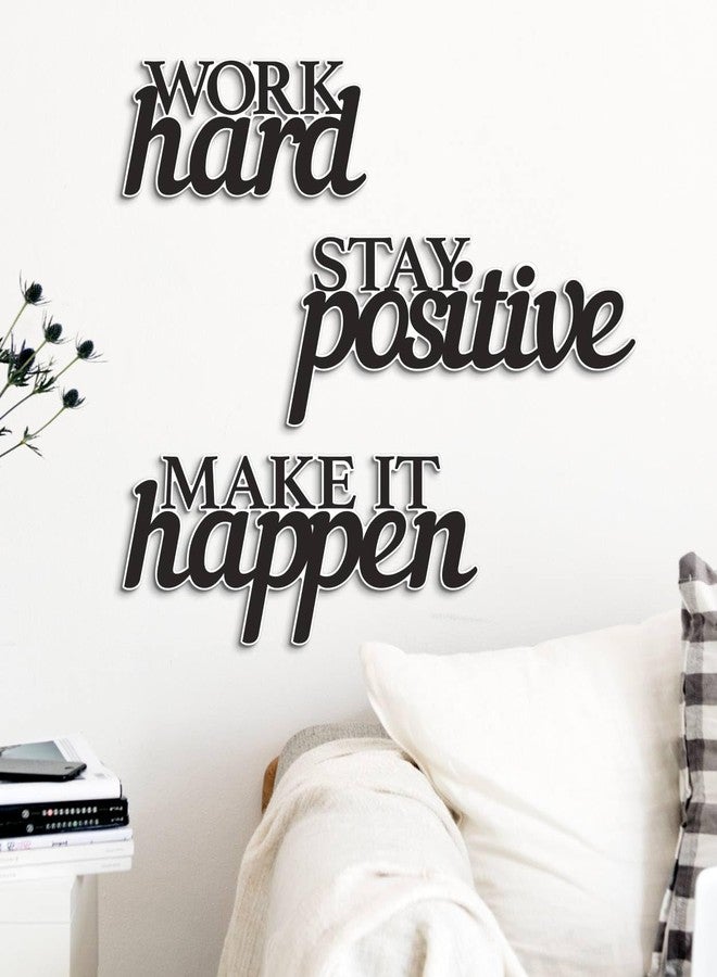 Putuo Decor Motivational Wall Decor Set of 3, Inspirational Wall Art “Work Hard Stay Positive Make It Happen” Positive Quotes Wall Decor for Home Office Dorm Classroom Decor - Image 3